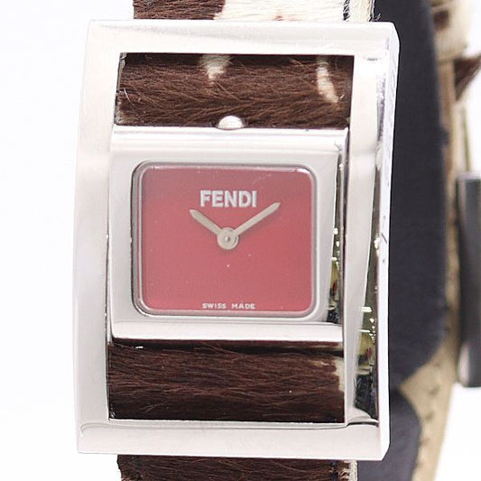 Fendi Gyro Calf Hair Red Dial Watch