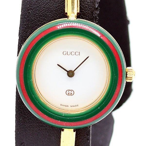 Gucci Change Bezel White Dial Bangle Watch
