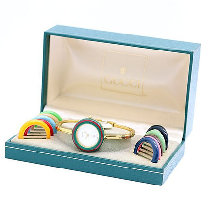 Gucci Change Bezel White Dial Bangle Watch — view 5