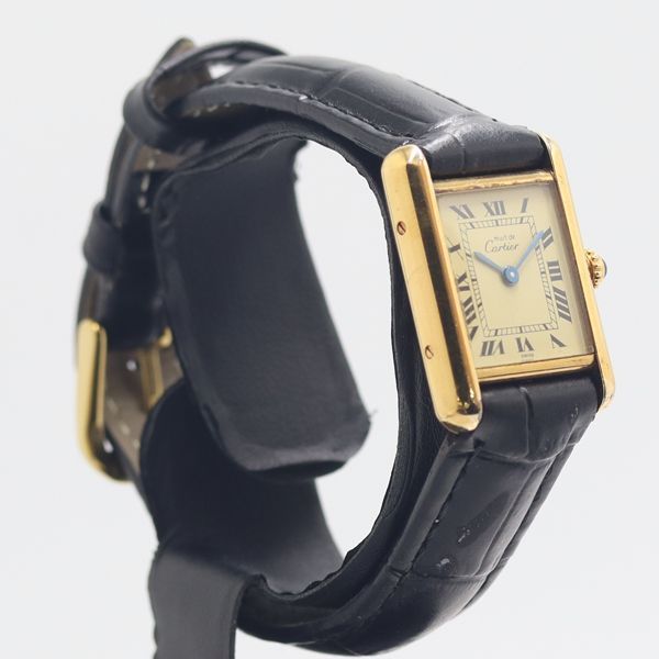 Cartier Must Tank SM 925 Sterling Silver Ivory Dial Watch — view 2