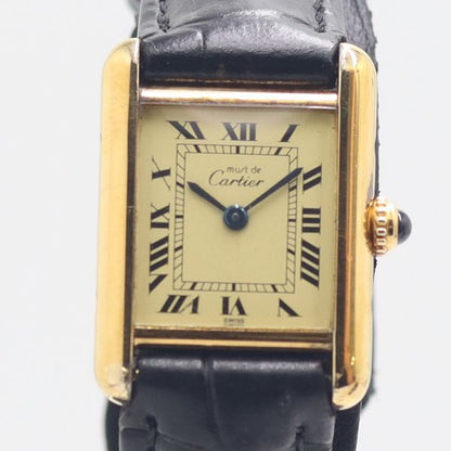 Cartier Must Tank SM 925 Sterling Silver Ivory Dial Watch
