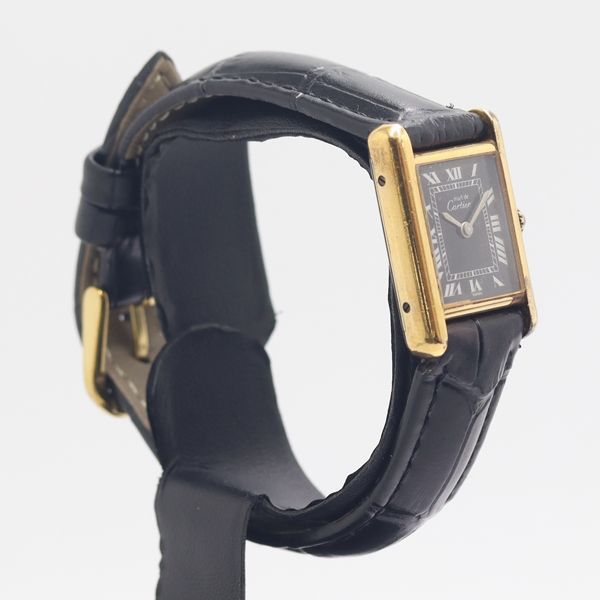 Cartier Must Tank Manual Wind Black Dial Watch — view 2