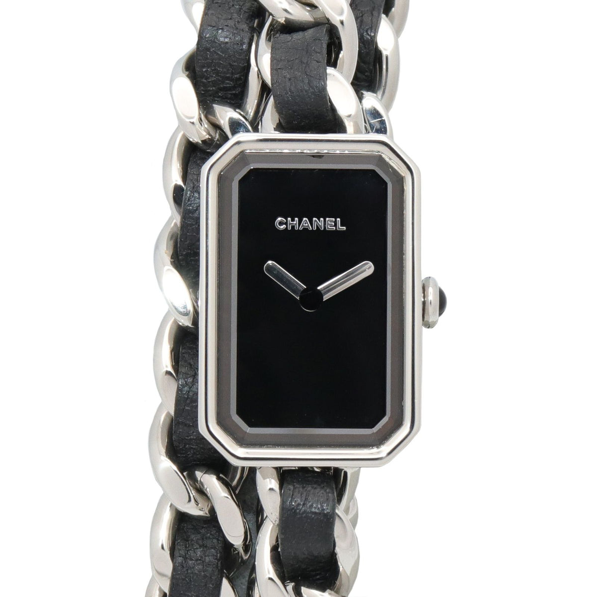 Chanel Watch Premiere Lock Triple Bracelet Black Stainless Steel Leather