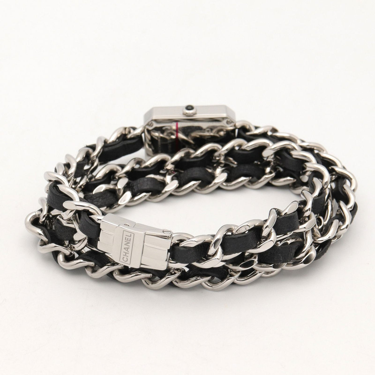 Chanel Watch Premiere Lock Triple Bracelet Black Stainless Steel Leather — view 5