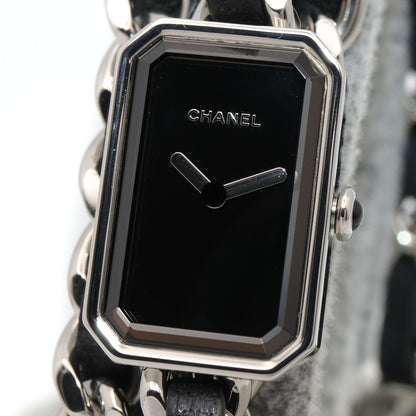Chanel Watch Premiere Lock Triple Bracelet Black Stainless Steel Leather — view 3