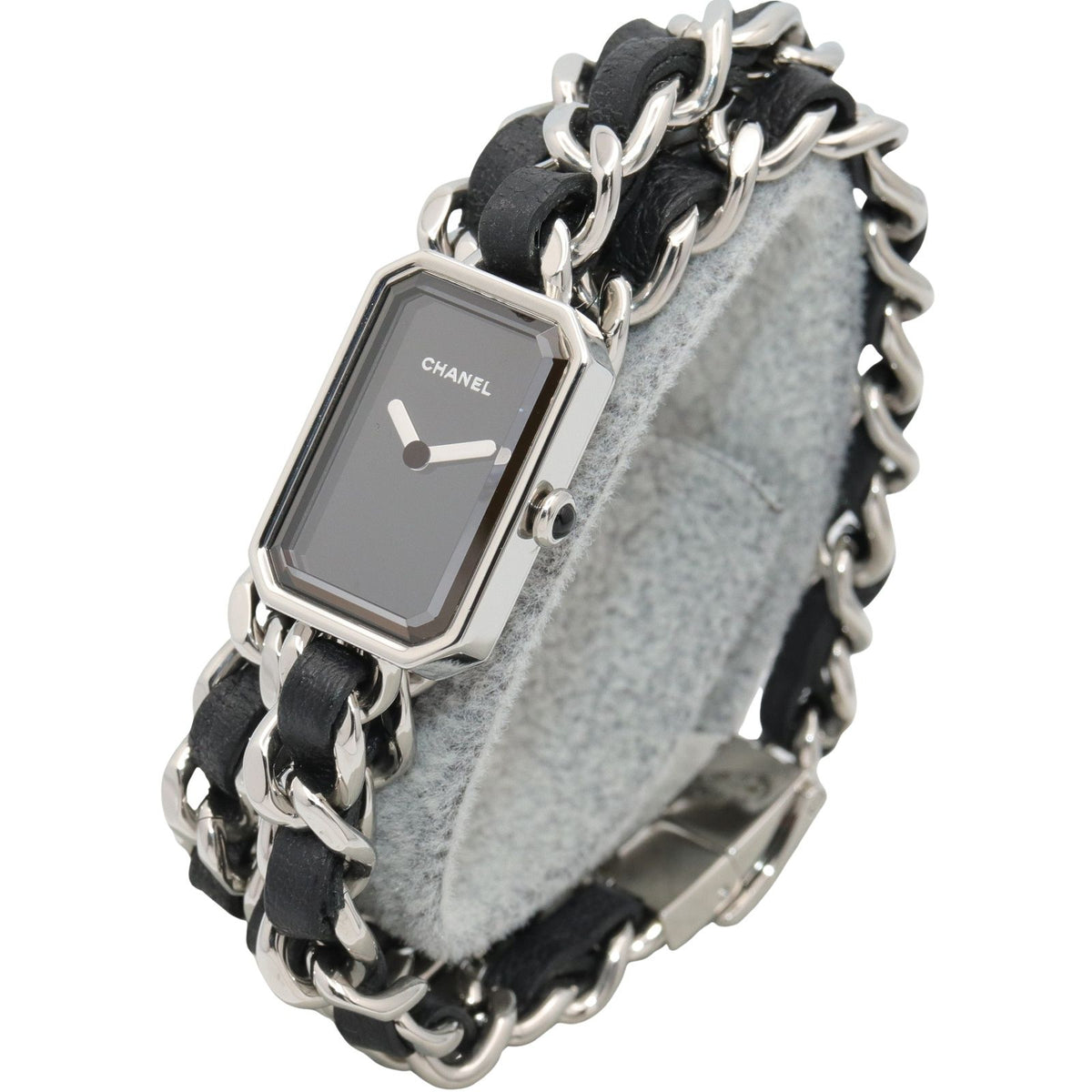 Chanel Watch Premiere Lock Triple Bracelet Black Stainless Steel Leather — view 2
