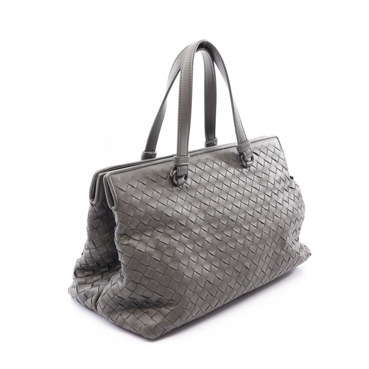 Bottega Veneta Tote Intrecciato 2-Way Gray Leather Handbag — view 2