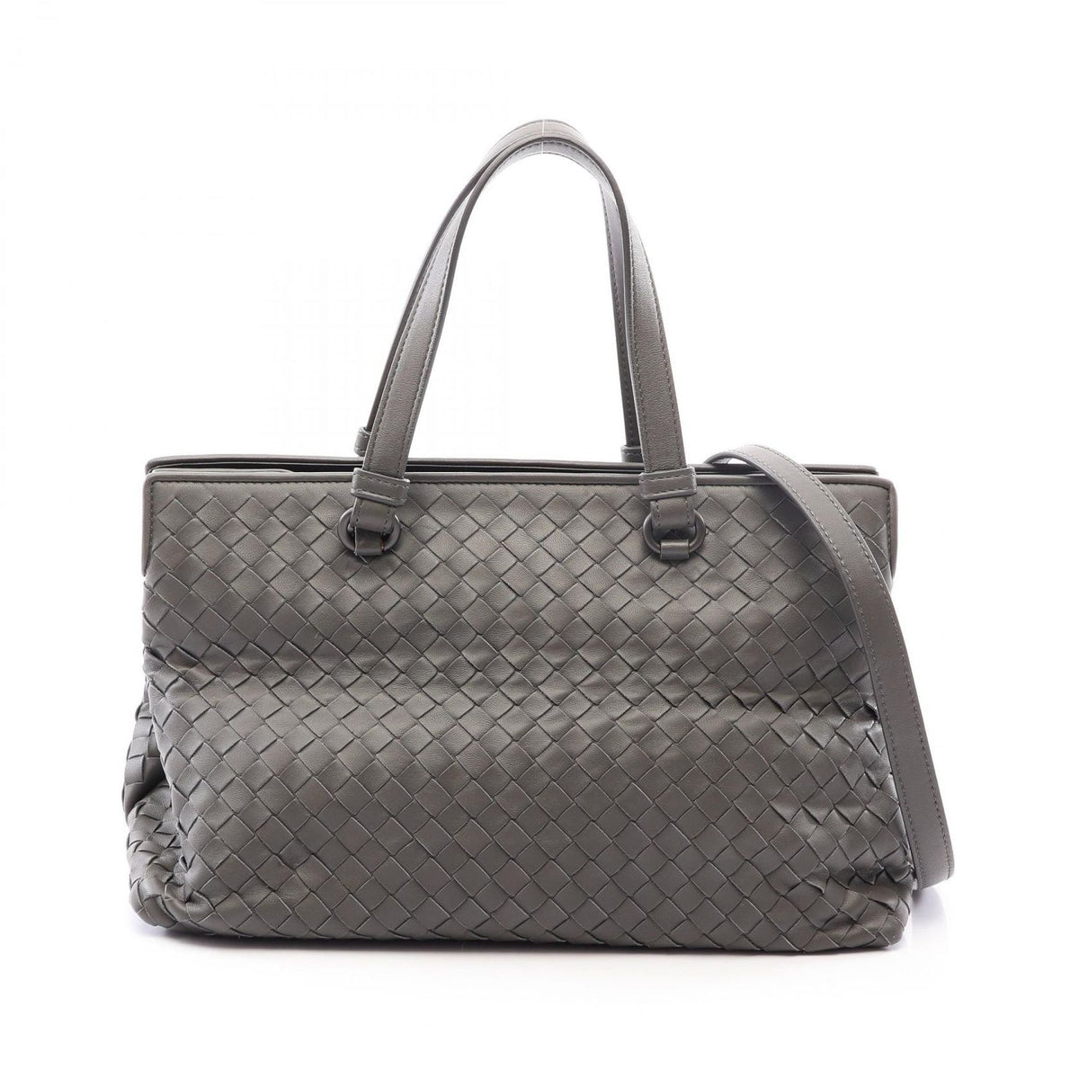 Bottega Veneta Tote Intrecciato 2-Way Gray Leather Handbag