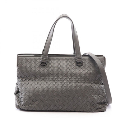 Bottega Veneta Tote Intrecciato 2-Way Gray Leather Handbag