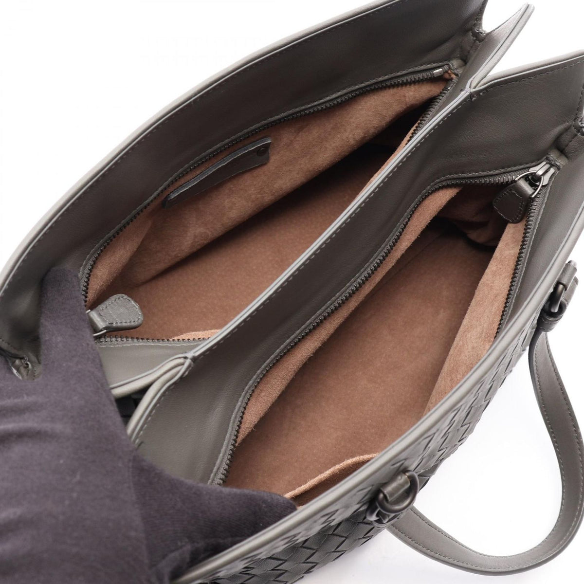 Bottega Veneta Tote Intrecciato 2-Way Gray Leather Handbag — view 3