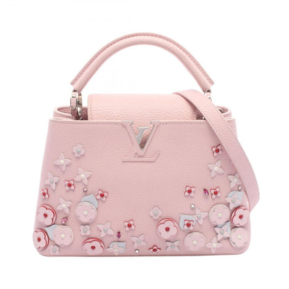 Louis Vuitton Handbag Capucines BB Flower Tinsel 2-Way Rose Ballerine Leather