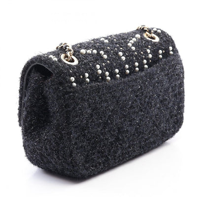 Chanel Shoulder Bag Black Fabric Small Flap Chain — view 2