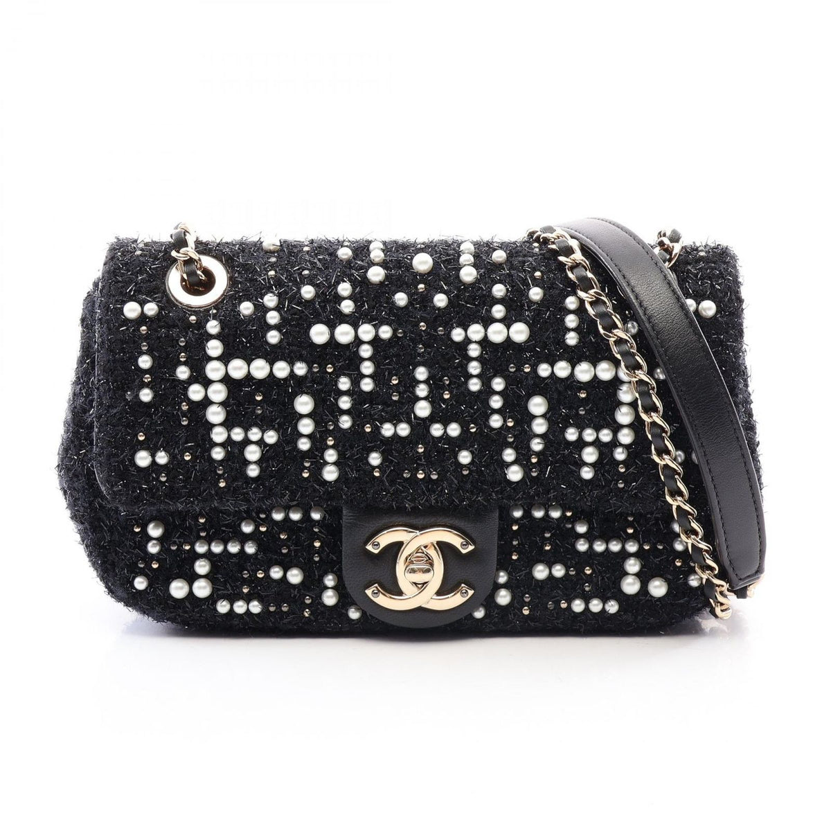 Chanel Shoulder Bag Black Fabric Small Flap Chain
