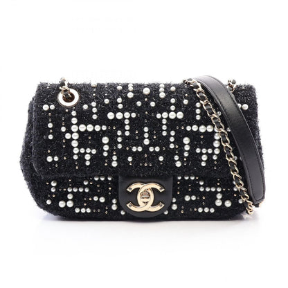 Chanel Shoulder Bag Black Fabric Small Flap Chain
