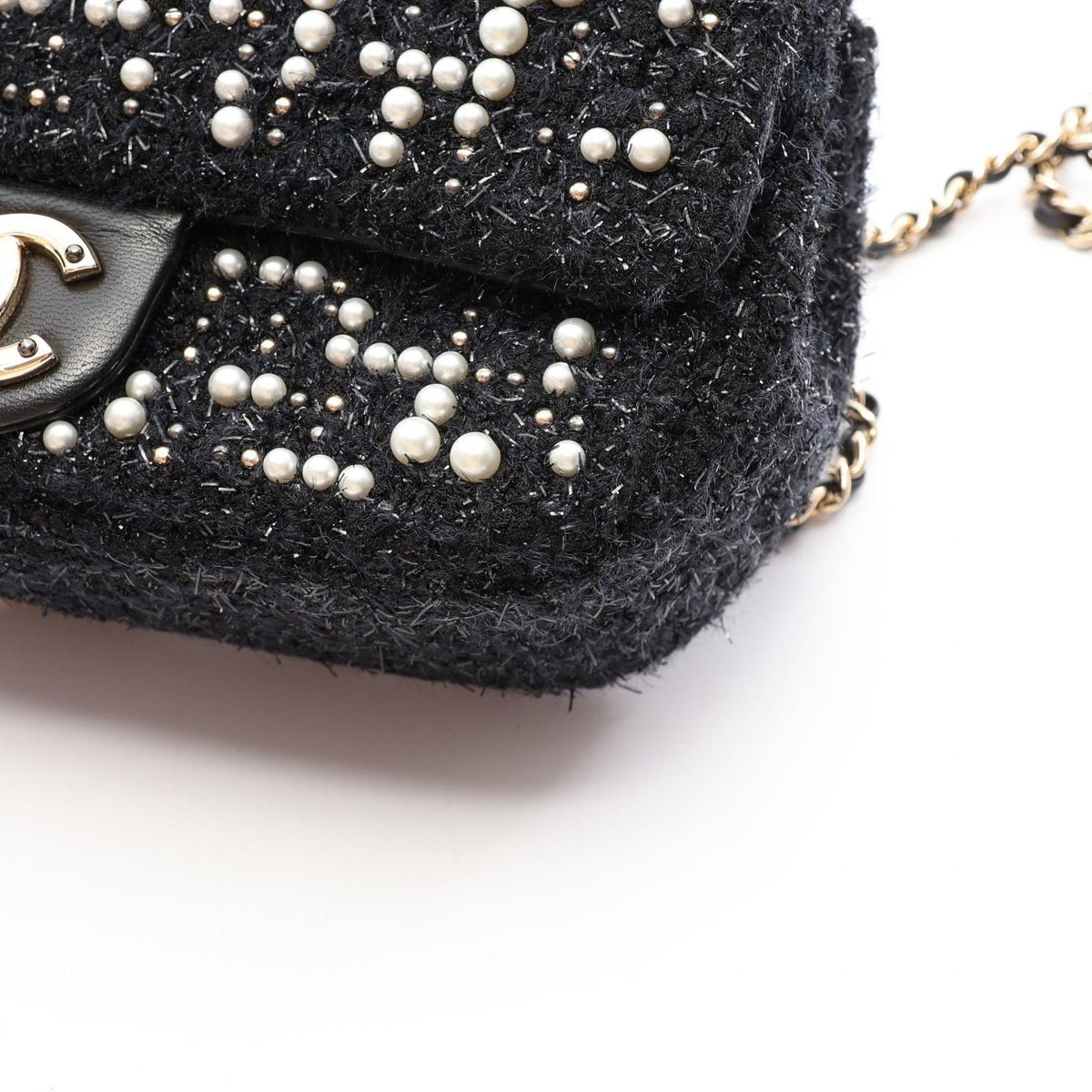 Chanel Shoulder Bag Black Fabric Small Flap Chain — view 8