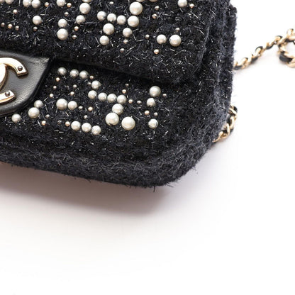 Chanel Shoulder Bag Black Fabric Small Flap Chain — view 8