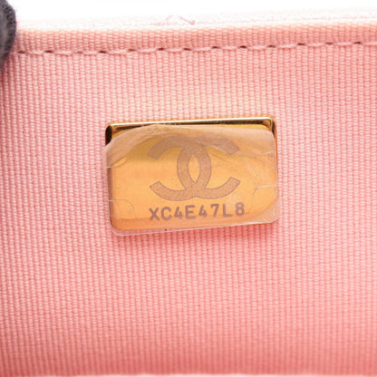 Chanel Shoulder Bag Quilted Top Handle 2-Way Pearl Pink Fabric Chain — view 5