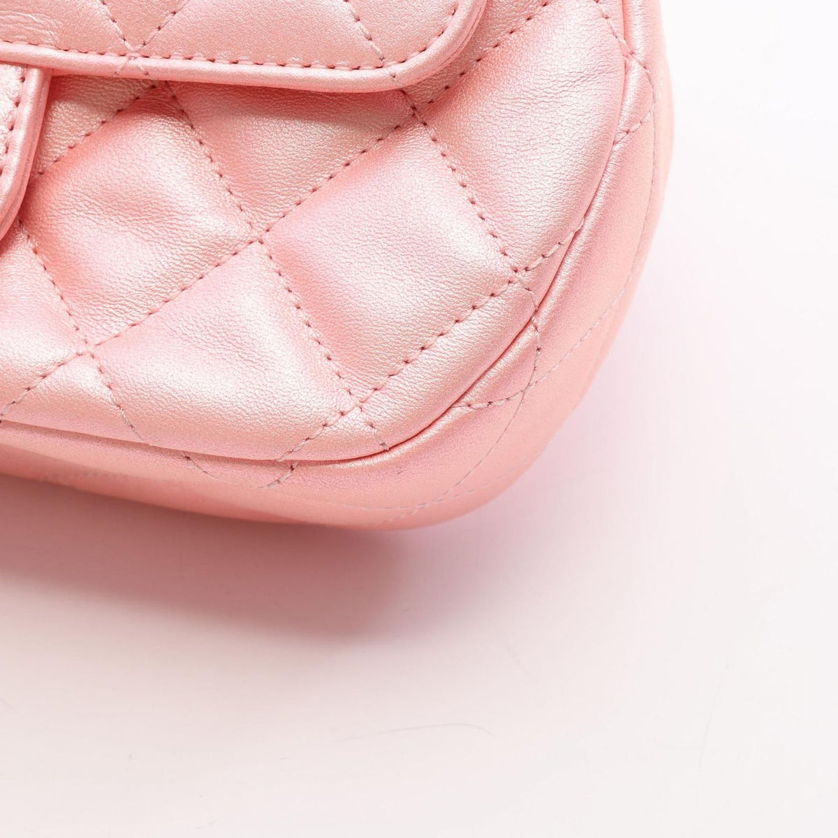 Chanel Shoulder Bag Quilted Top Handle 2-Way Pearl Pink Fabric Chain — view 8