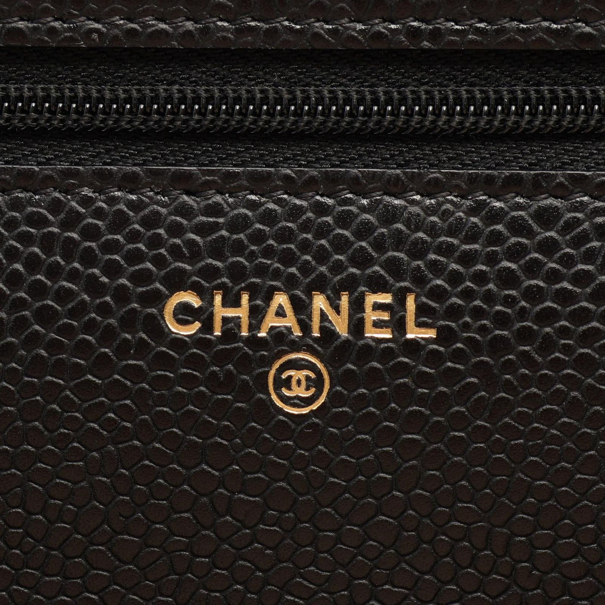 Chanel Shoulder Bag Quilted Black Caviar Leather Chain Wallet — view 5