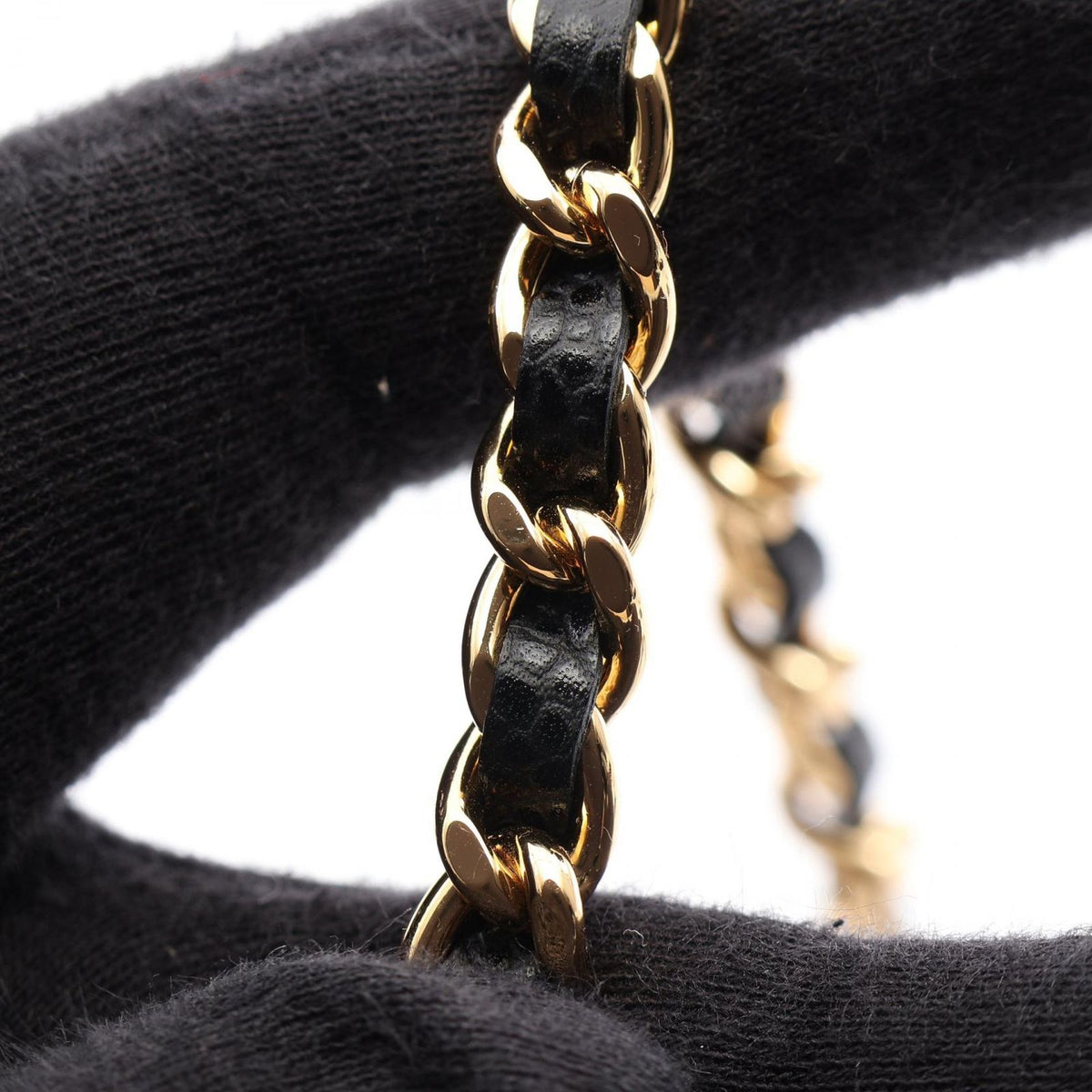 Chanel Shoulder Bag Quilted Black Caviar Leather Chain Wallet — view 8