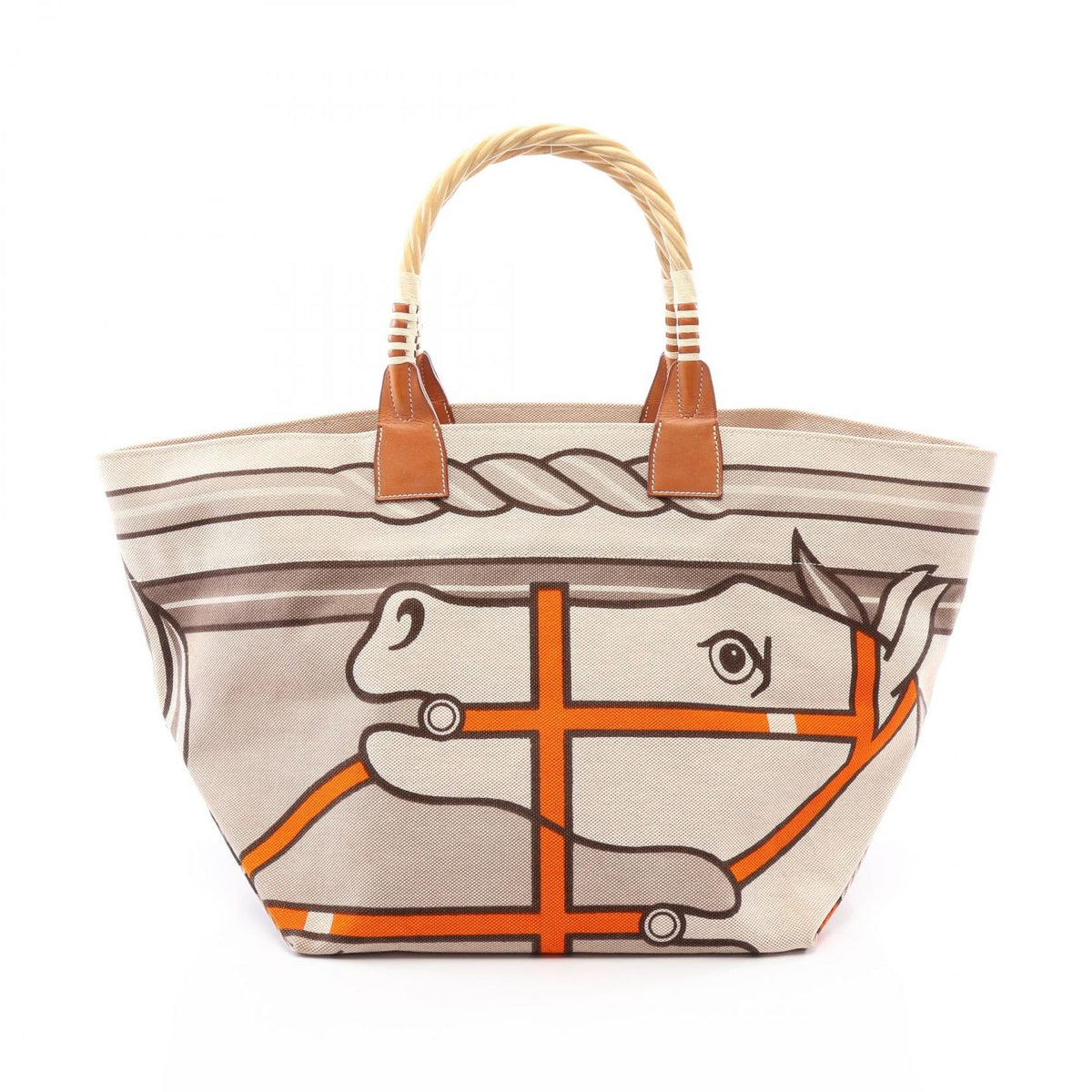 Hermes Tote Bag Steeple 31 Ecru Fauve Canvas Leather