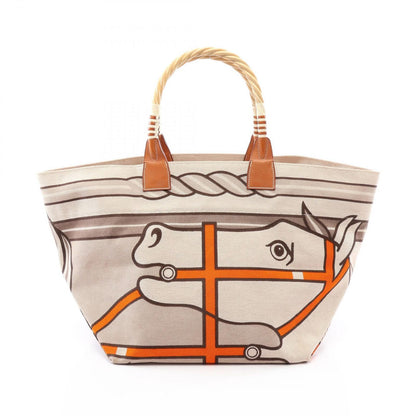 Hermes Tote Bag Steeple 31 Ecru Fauve Canvas Leather