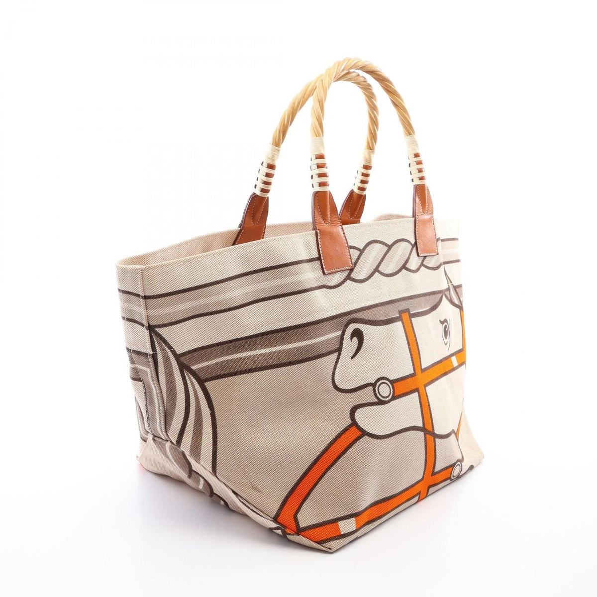 Hermes Tote Bag Steeple 31 Ecru Fauve Canvas Leather — view 2