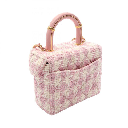 Chanel Shoulder Bag Quilted Vanity 2-Way Pink White Fabric Leather Small Chain — view 2