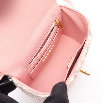 Chanel Shoulder Bag Quilted Vanity 2-Way Pink White Fabric Leather Small Chain — view 3