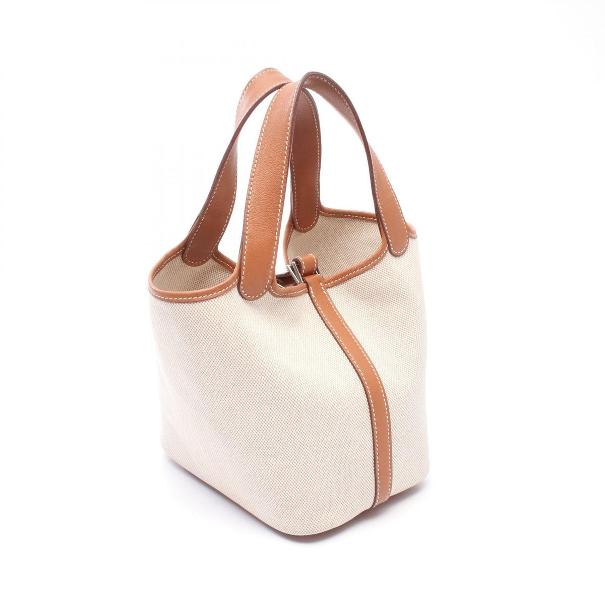 Hermes Handbag Picotin PM Ecru Fauve Canvas Leather — view 2