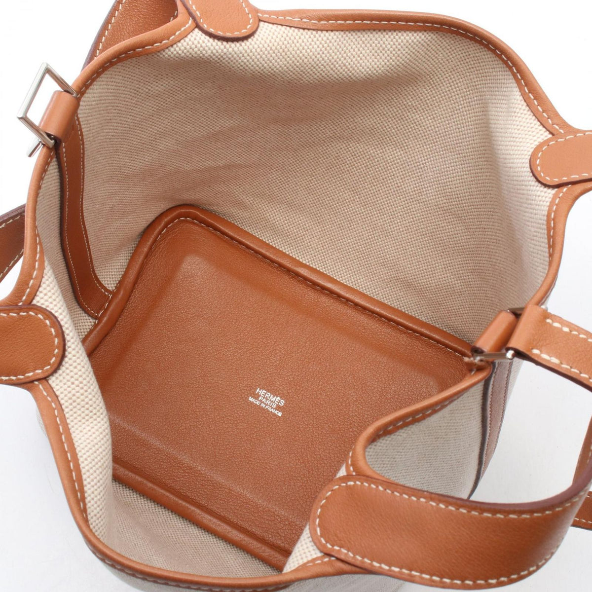 Hermes Handbag Picotin PM Ecru Fauve Canvas Leather — view 3