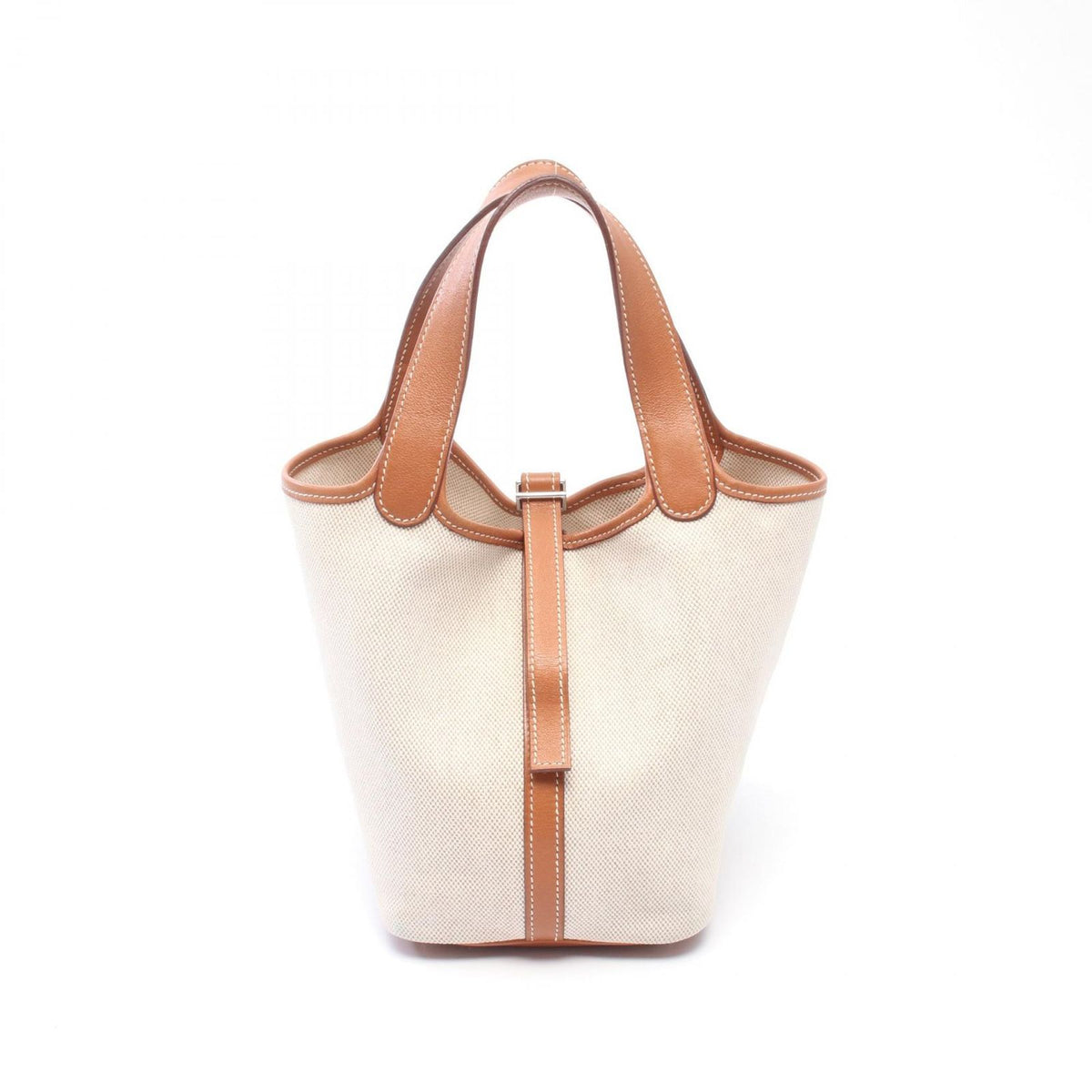 Hermes Handbag Picotin PM Ecru Fauve Canvas Leather