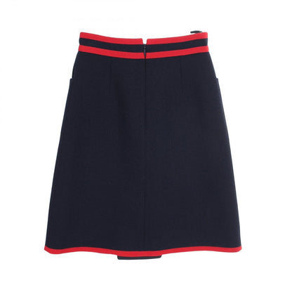 Gucci Skirt Cat Head Button Navy Wool — view 2