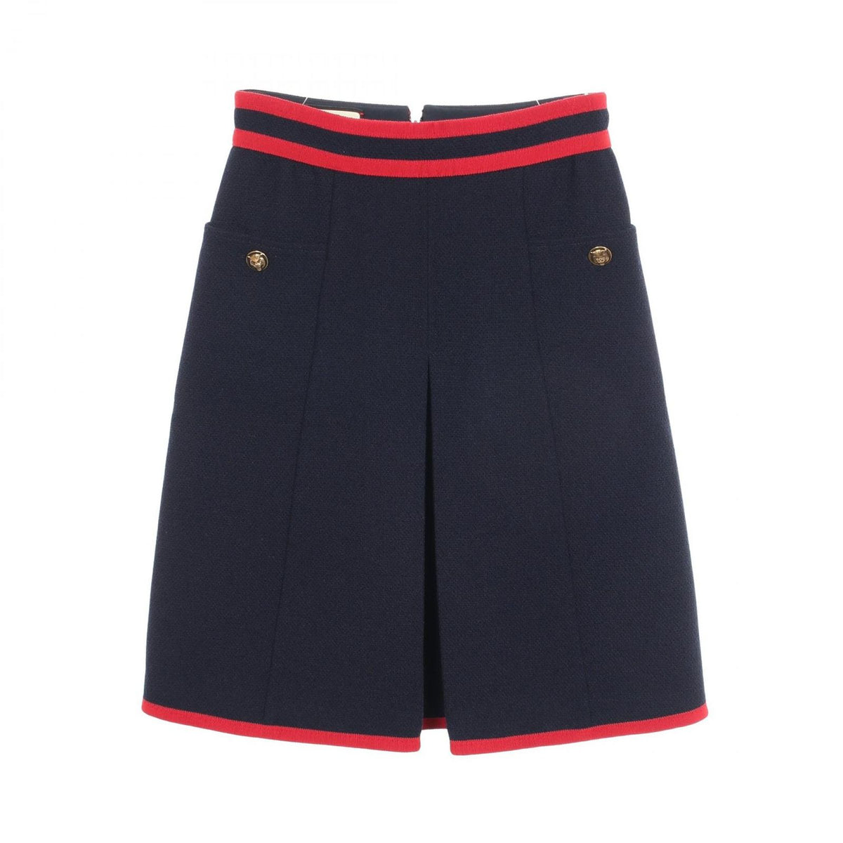 Gucci Skirt Cat Head Button Navy Wool