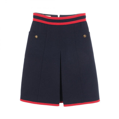 Gucci Skirt Cat Head Button Navy Wool