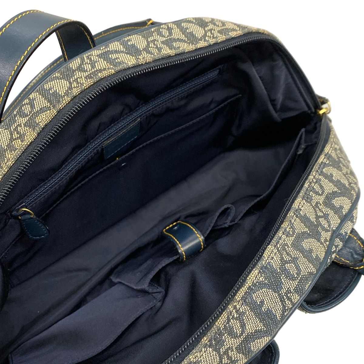 Dior Handbag Double Saddlebag White Navy Leather — view 7