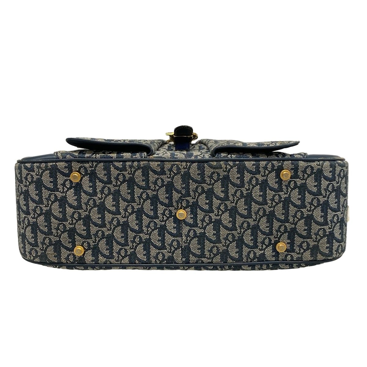 Dior Handbag Double Saddlebag White Navy Leather — view 5
