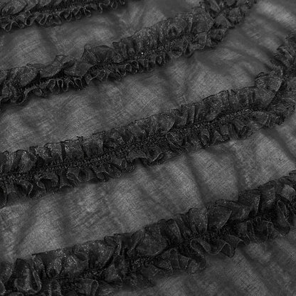 Chanel Shawl 34 Black Frill Cotton Scarf — view 6
