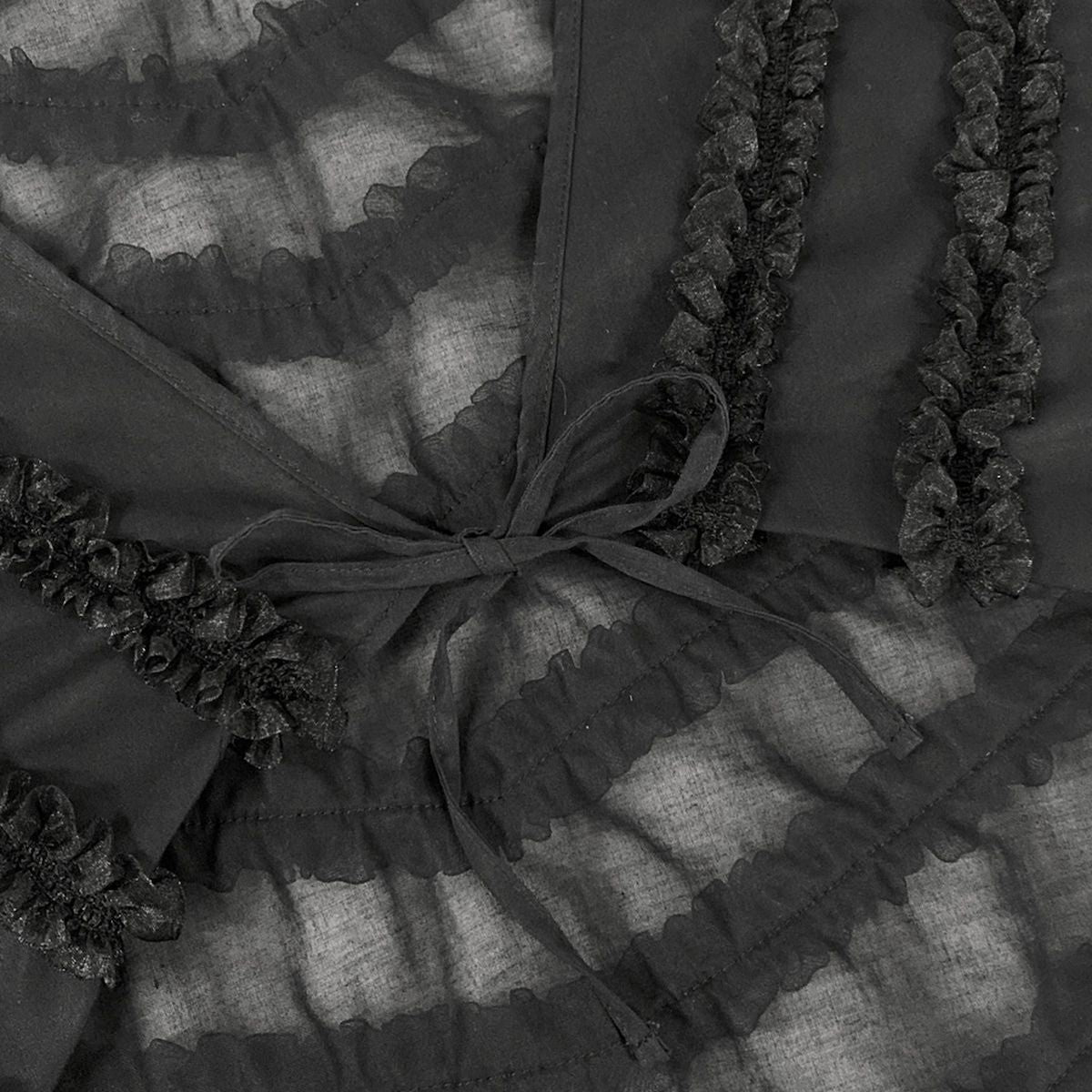 Chanel Shawl 34 Black Frill Cotton Scarf — view 5
