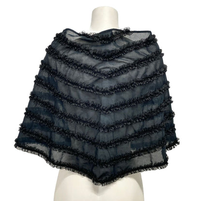 Chanel Shawl 34 Black Frill Cotton Scarf — view 2