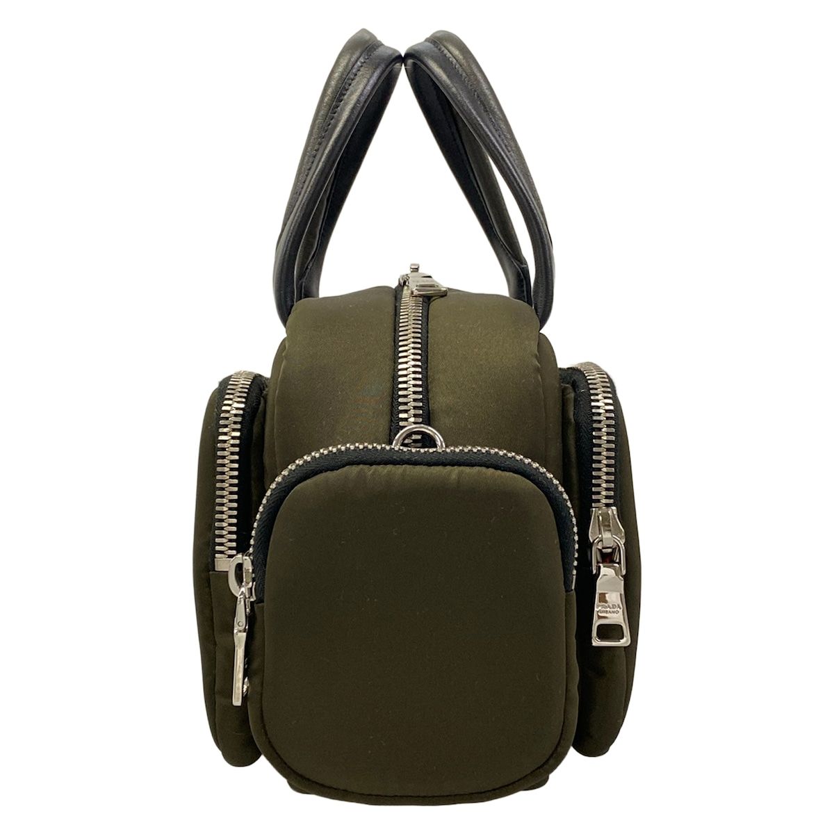 Prada Handbag Khaki Black Leather — view 4