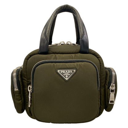 Prada Handbag Khaki Black Leather