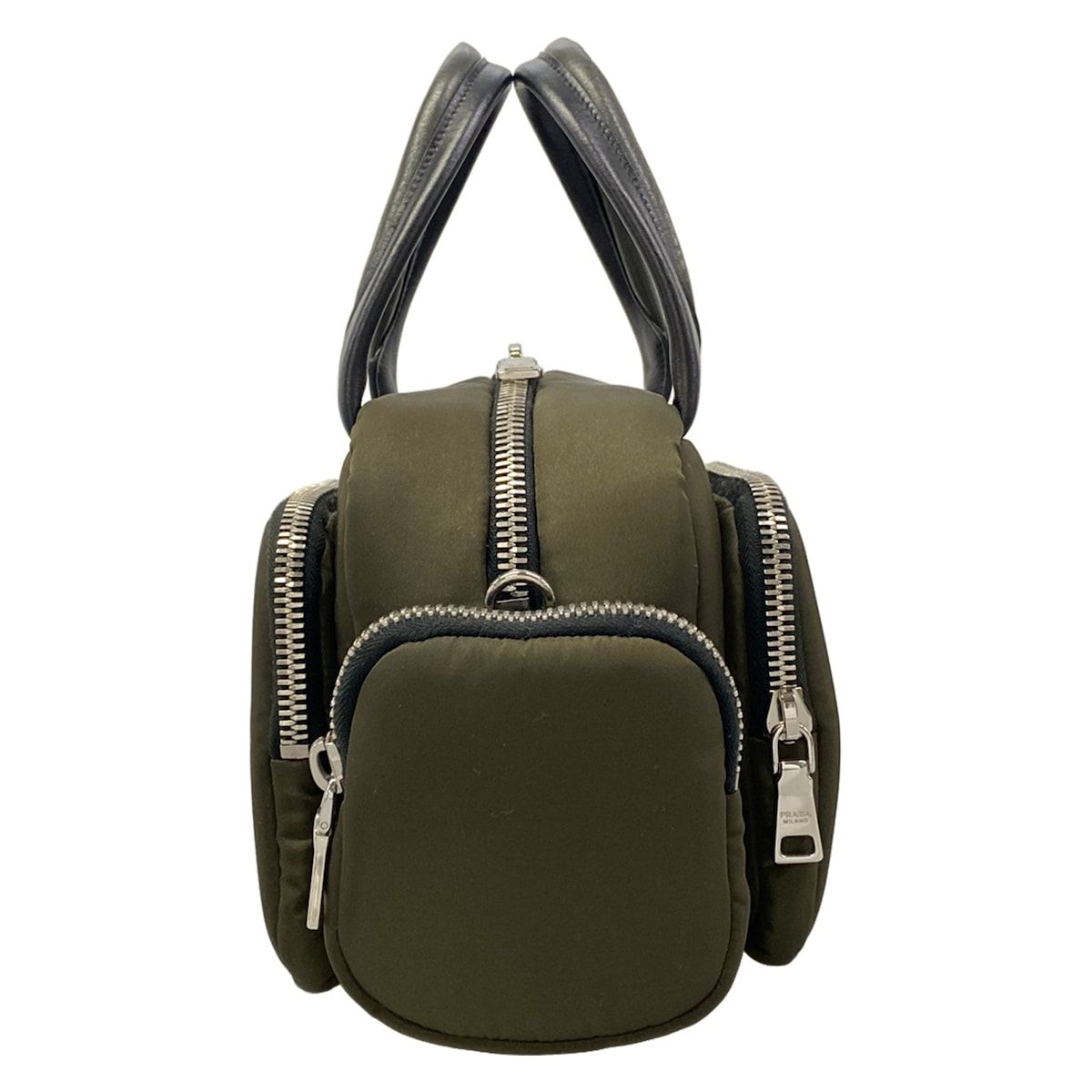 Prada Handbag Khaki Black Leather — view 2