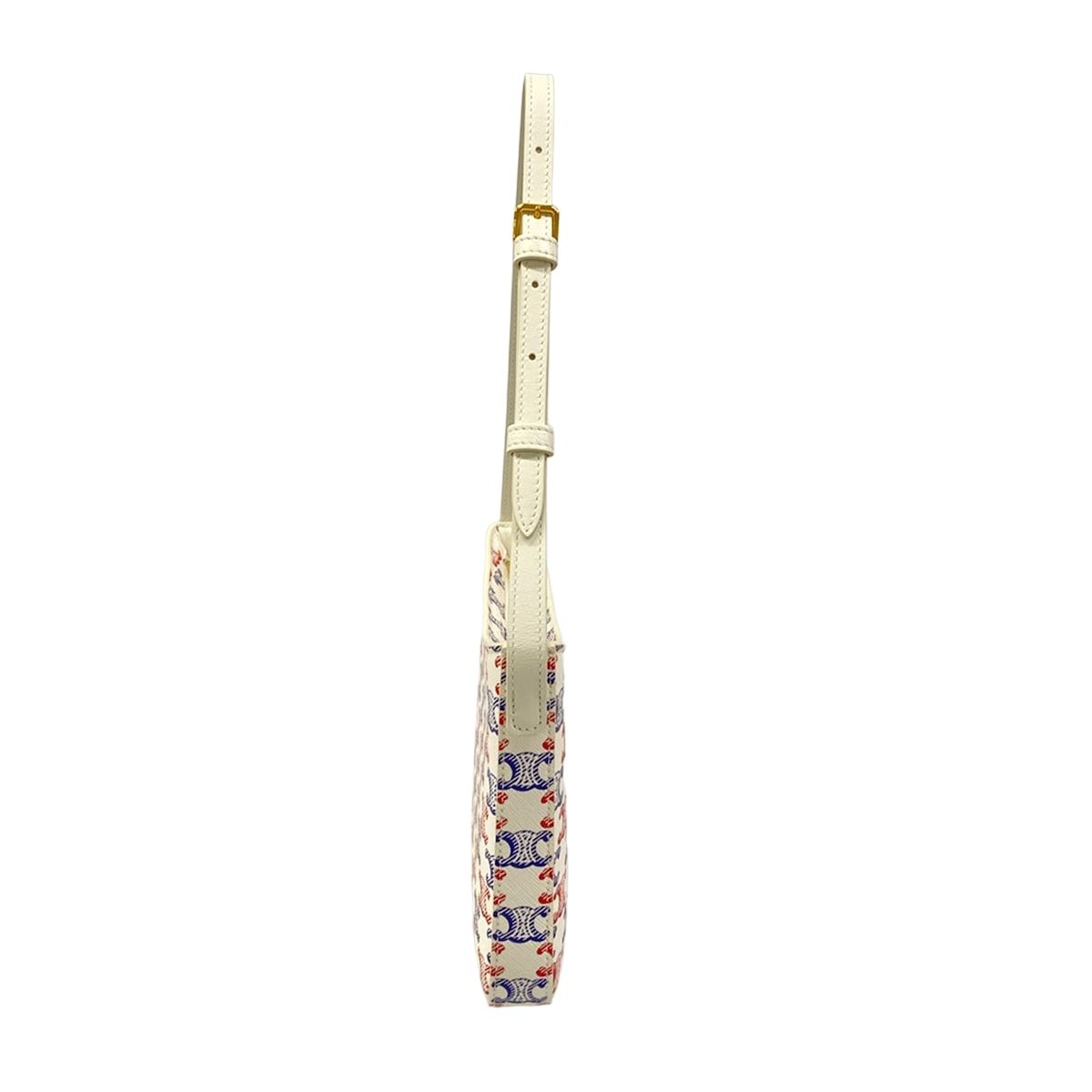 Celine Shoulder Bag Triomphe Canvas White Blue Red Leather — view 2