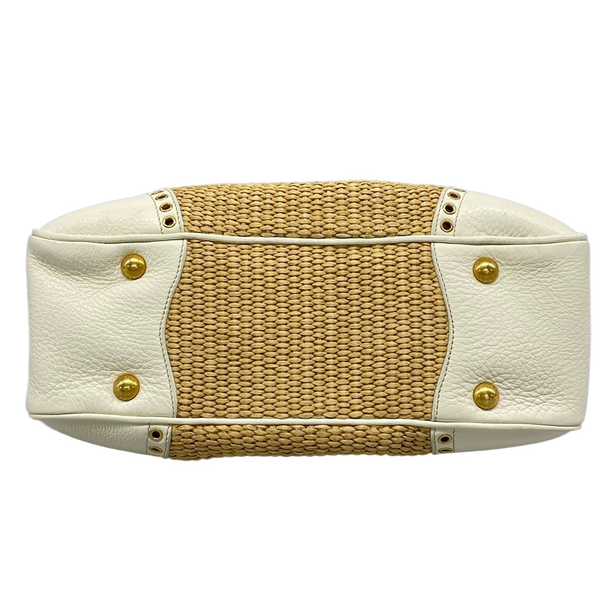 Prada Handbag Beige White Kiss Lock Leather Tag — view 5