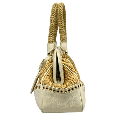 Prada Handbag Beige White Kiss Lock Leather Tag — view 4