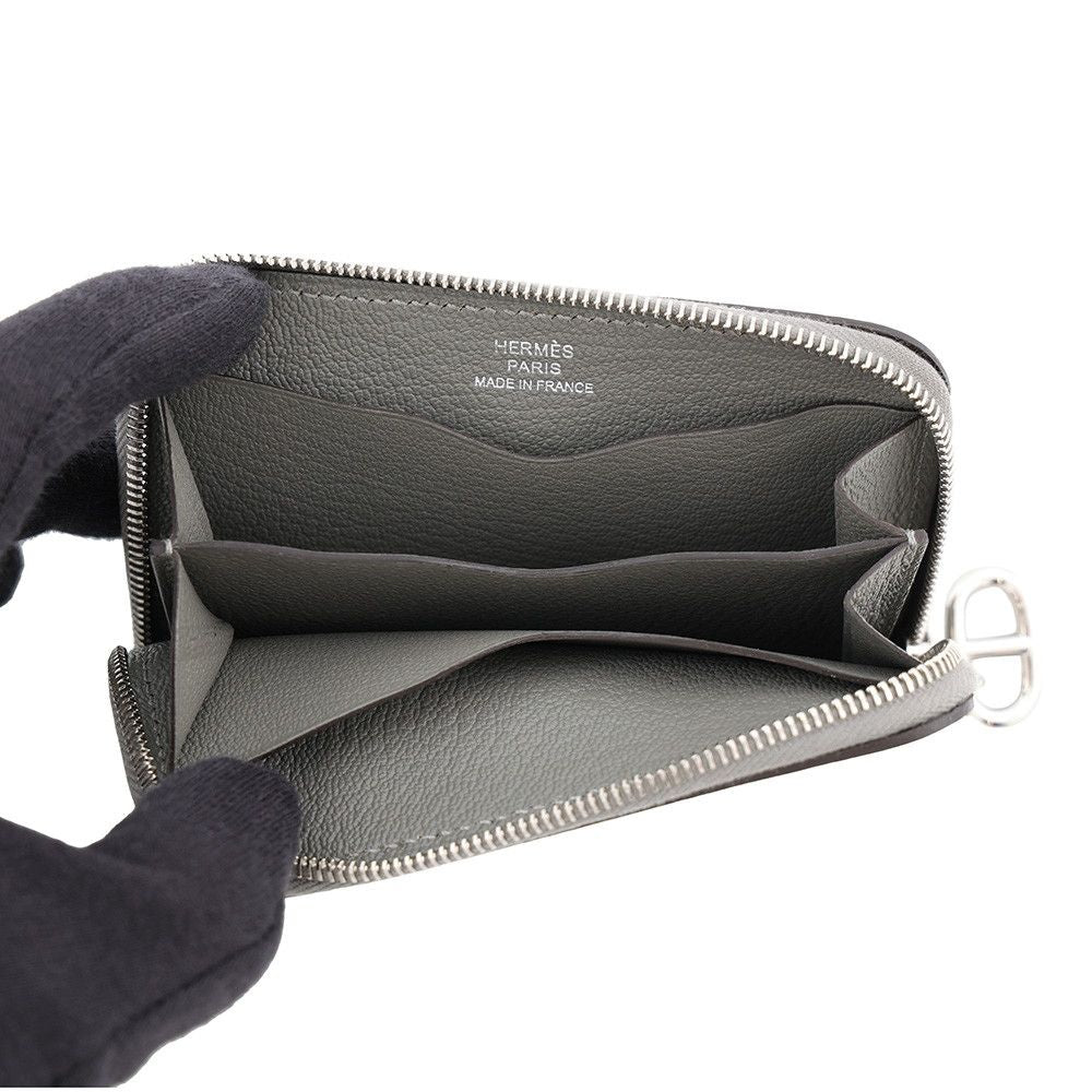Hermes Coin Purse Zipengo Compact Gris Meyer Silver Evercolor — view 4