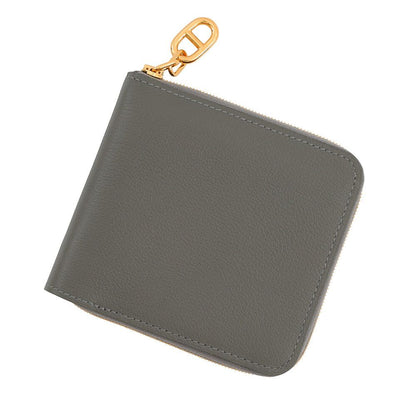Hermes Bifold Wallet Zipengo 2 Chaine D'ancre Gris Meyer Gold Evercolor
