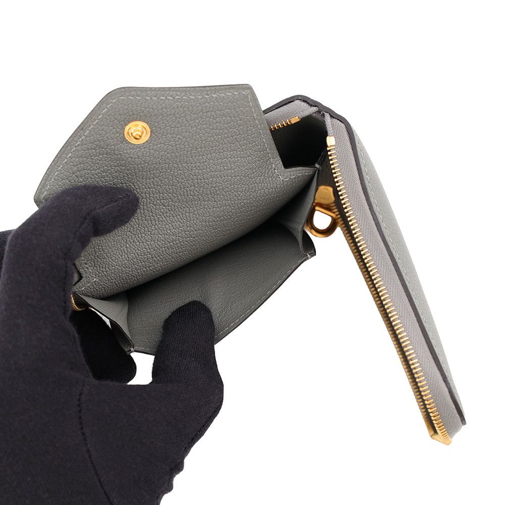 Hermes Bifold Wallet Zipengo 2 Chaine D'ancre Gris Meyer Gold Evercolor — view 6