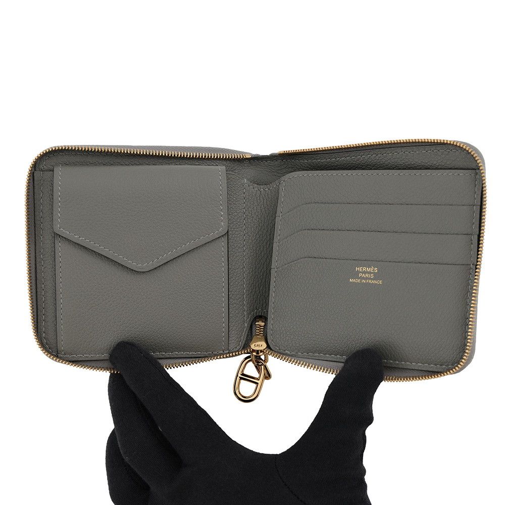 Hermes Bifold Wallet Zipengo 2 Chaine D'ancre Gris Meyer Gold Evercolor — view 4